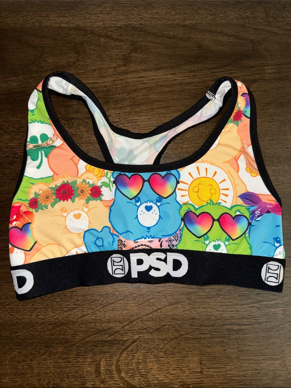 PSD Multicolor Care Bears Sports Bra - Black Band